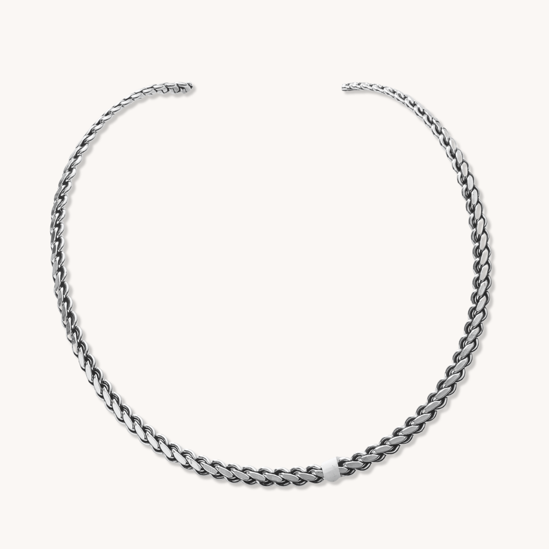 Braided Sterling Silver Bar Choker