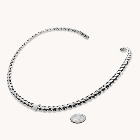 Braided Sterling Silver Bar Choker