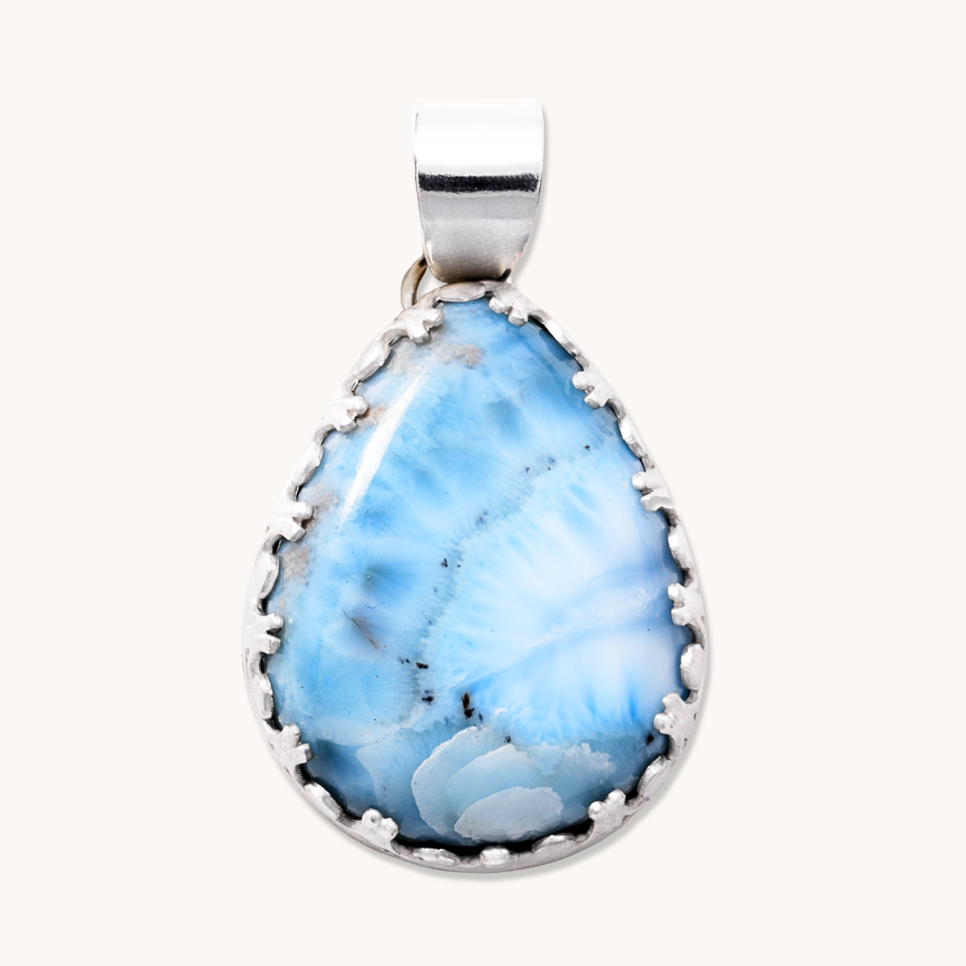 Larimar Pendant with Fancy Bezel