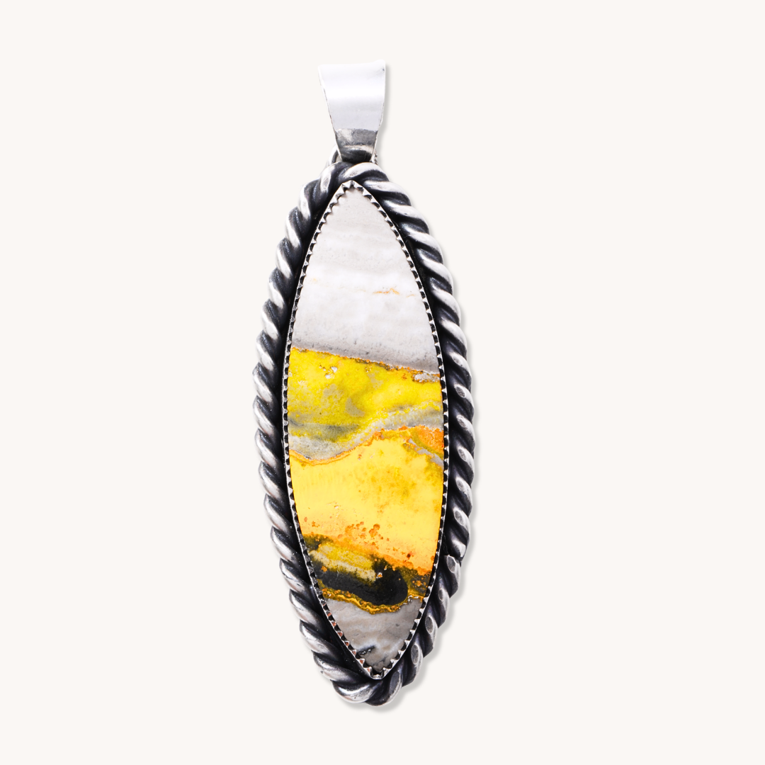 Bumblebee Jasper Pendants with Twist Wire Border
