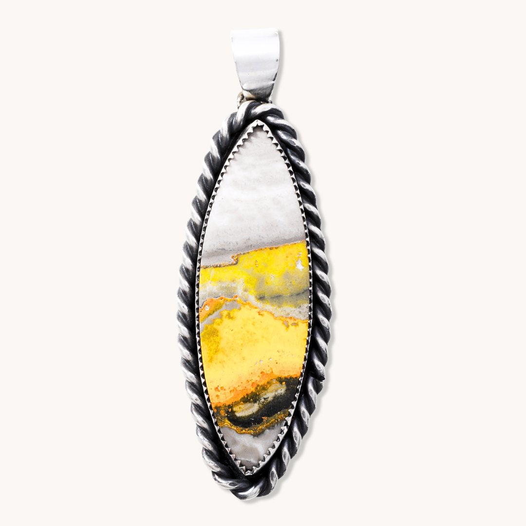 Bumblebee Jasper Pendants with Twist Wire Border
