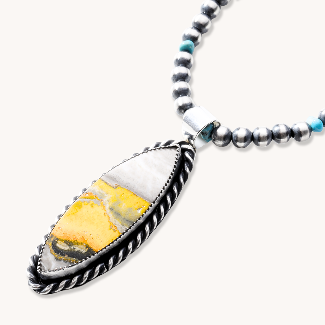 Bumblebee Jasper Pendants with Twist Wire Border