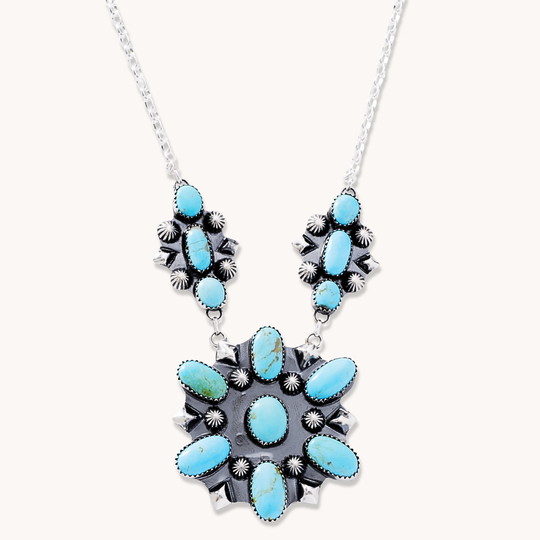Turquoise Cluster Pendant Necklace