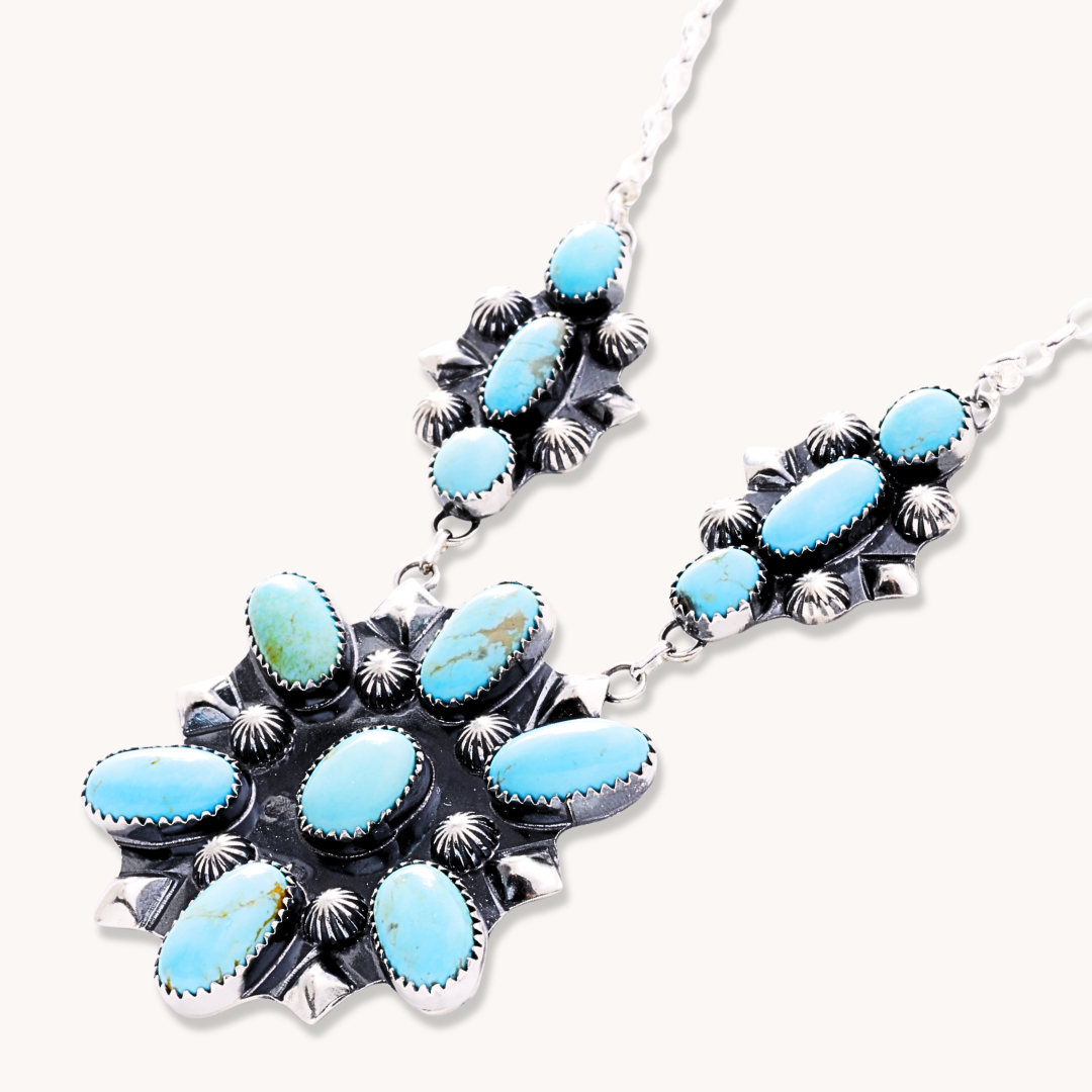 Turquoise Cluster Pendant Necklace