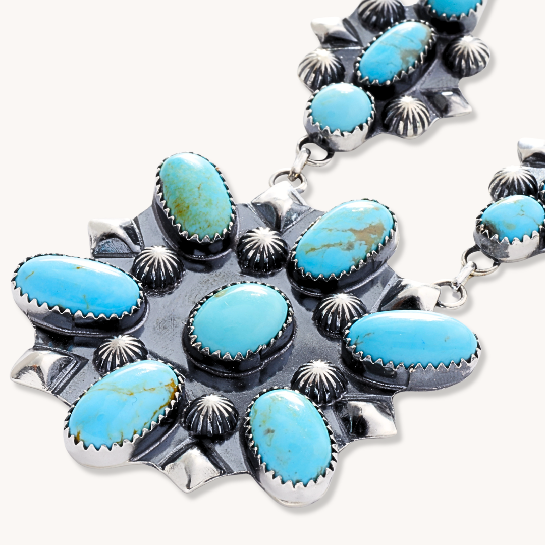 Turquoise Cluster Pendant Necklace