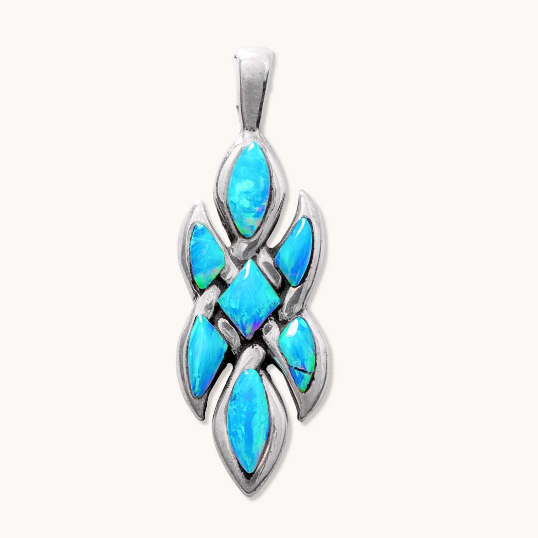 7-Stone Blue Opal Pendant