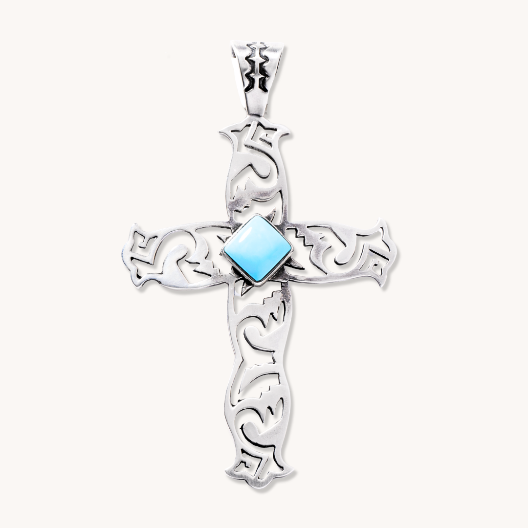 Cross Pendant with Turquoise Centerpiece