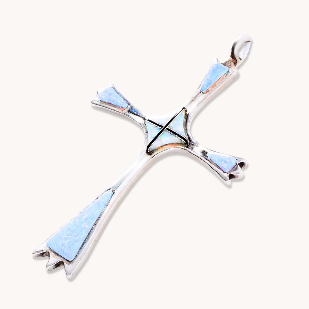 Opal Inlay Cross Pendant