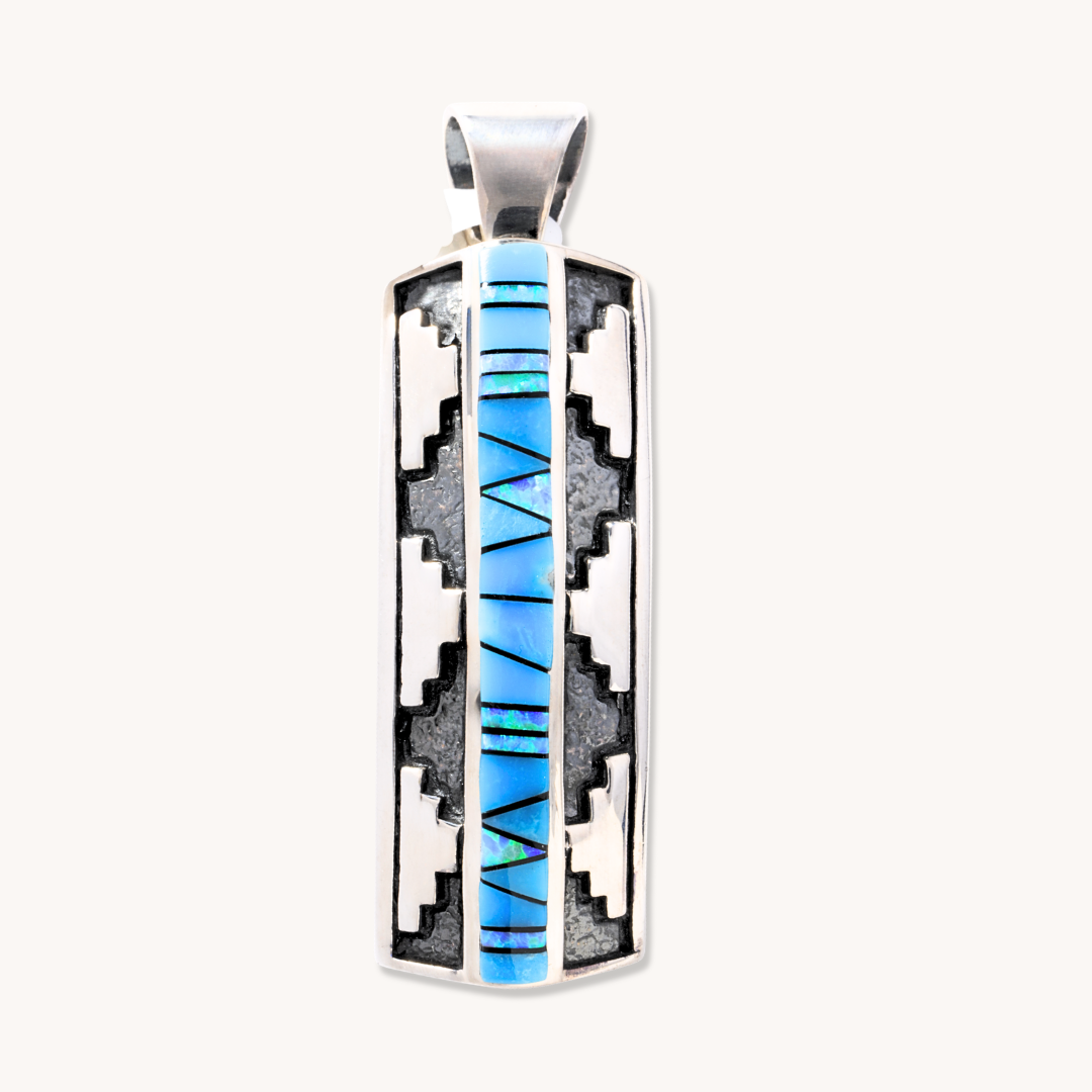 Turquoise & Green Opal Inlay Pendant