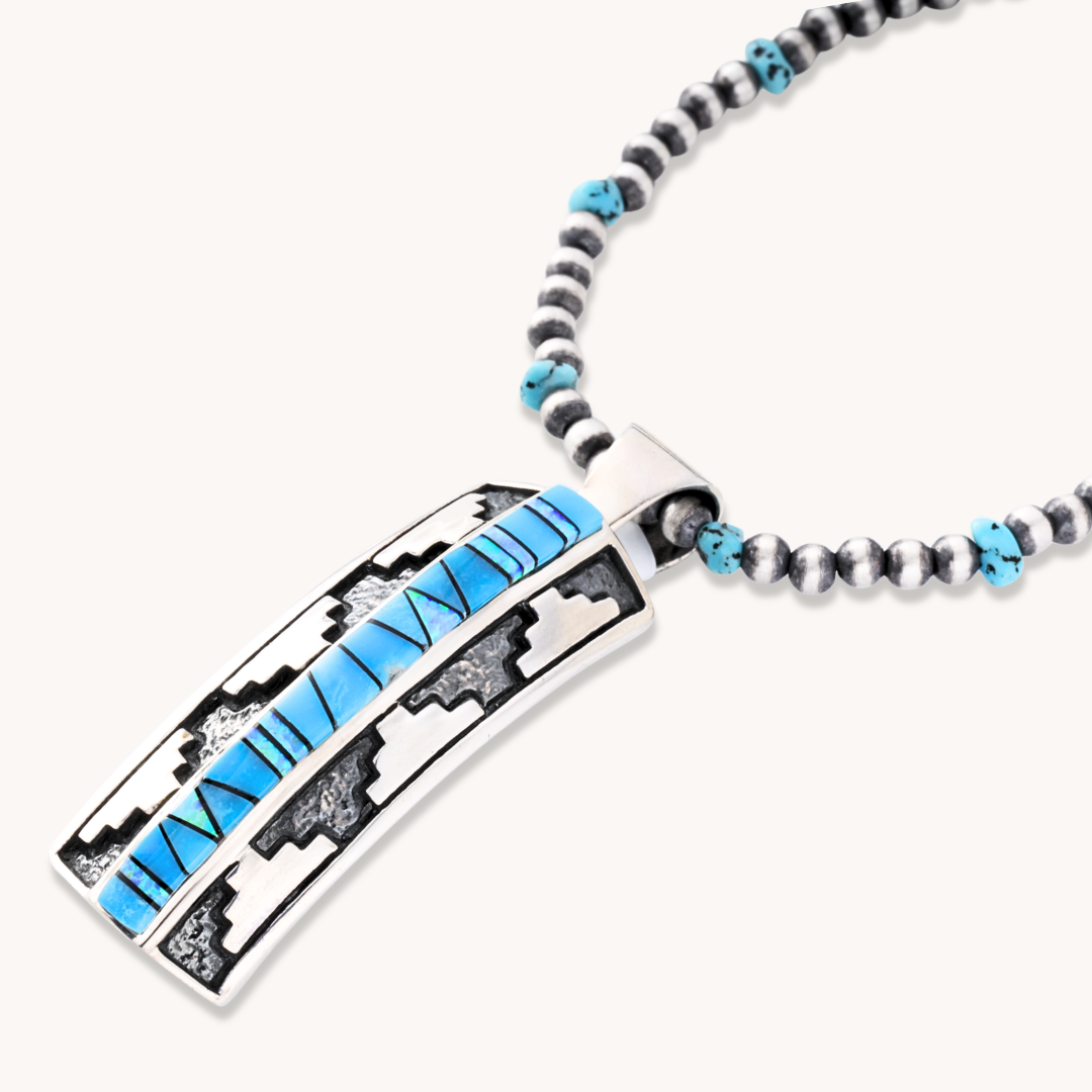Turquoise & Green Opal Inlay Pendant