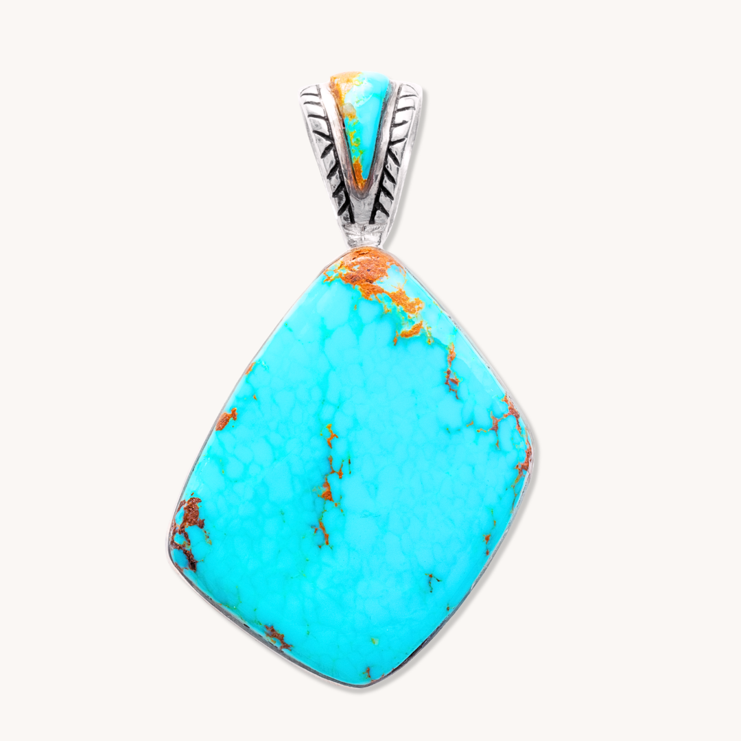 Turquoise Pendant with Inlaid Bail