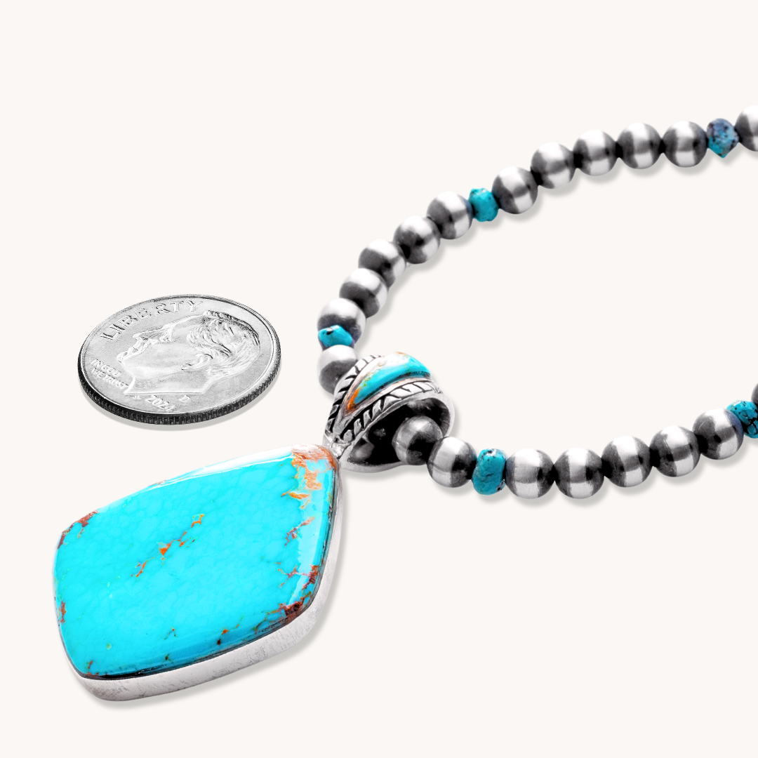 Turquoise Pendant with Inlaid Bail
