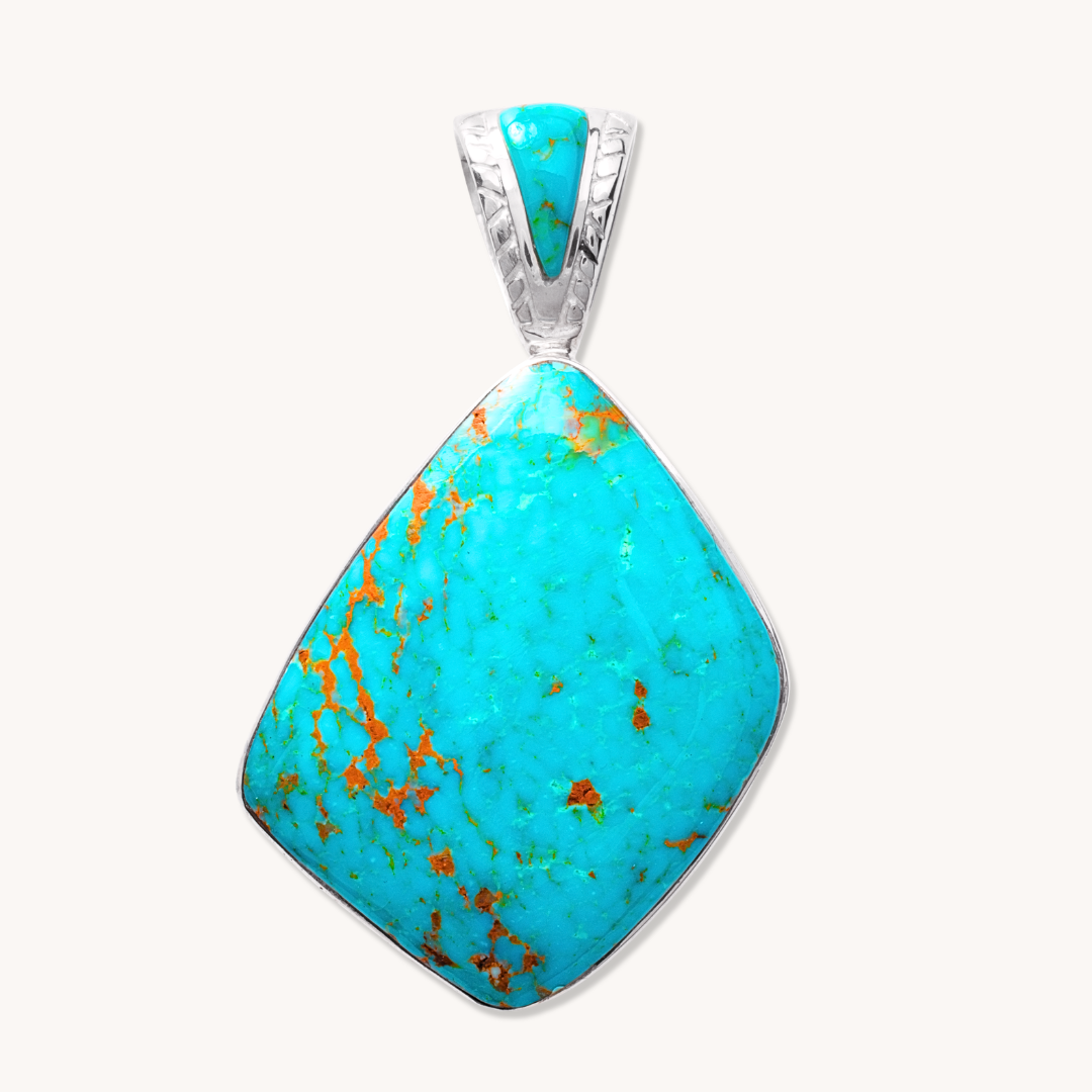 Turquoise Pendant with Inlaid Bail