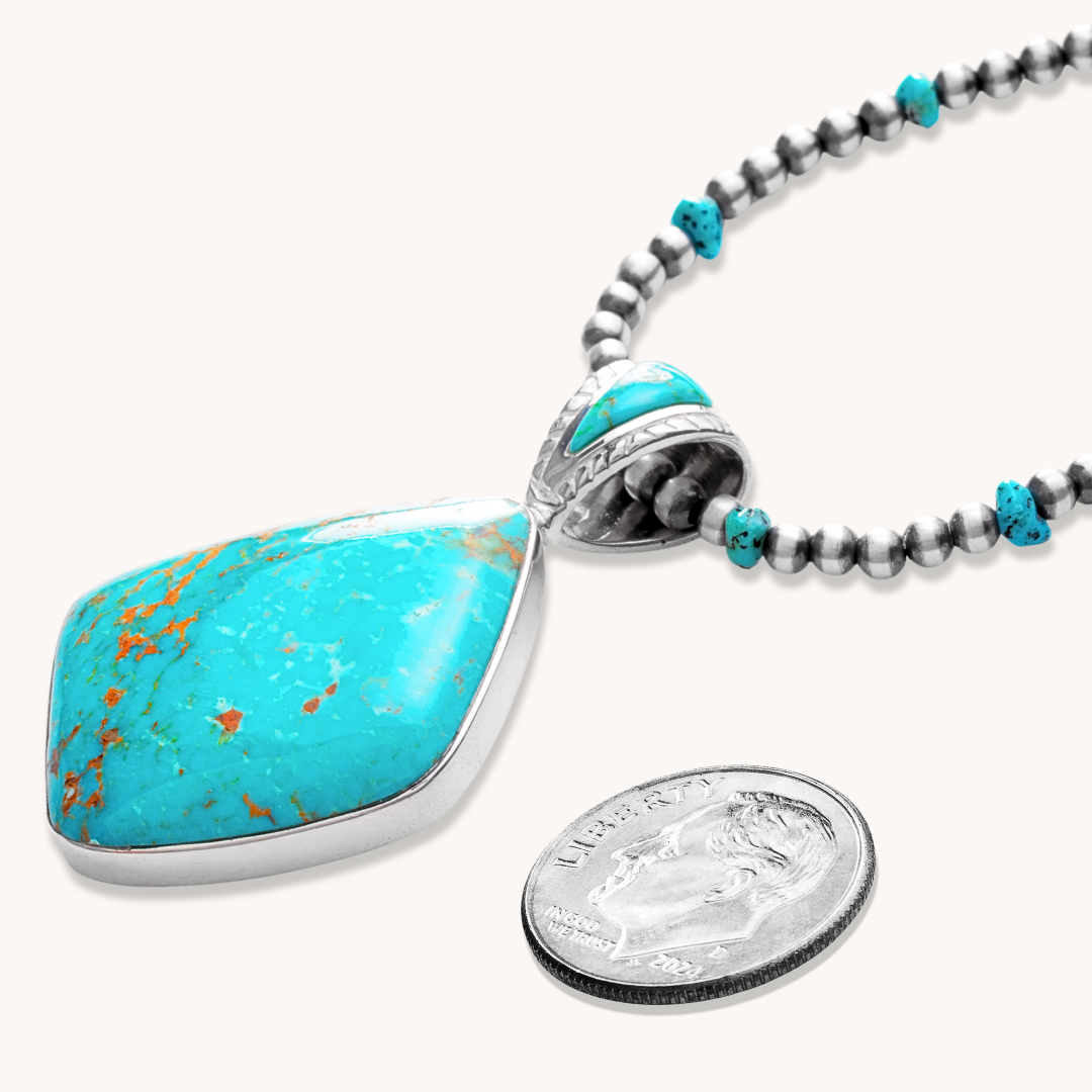 Turquoise Pendant with Inlaid Bail