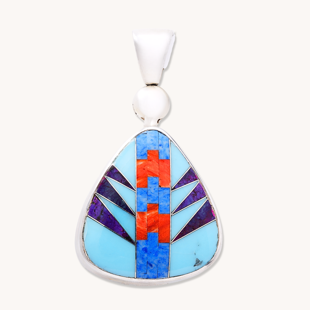 Reversible Turquoise Inlay Pendant