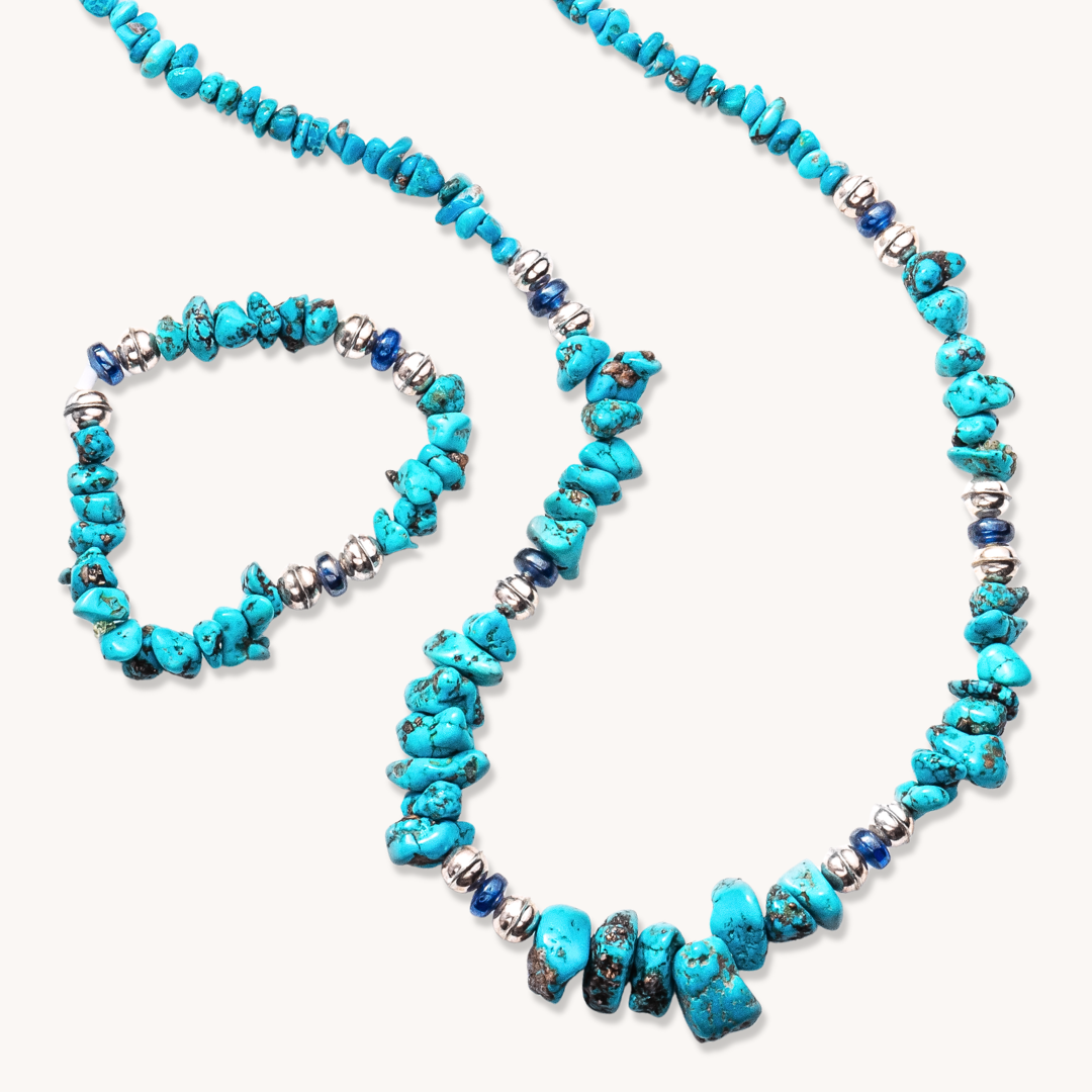 Natural Turquoise Beads Necklace & Bracelet Set