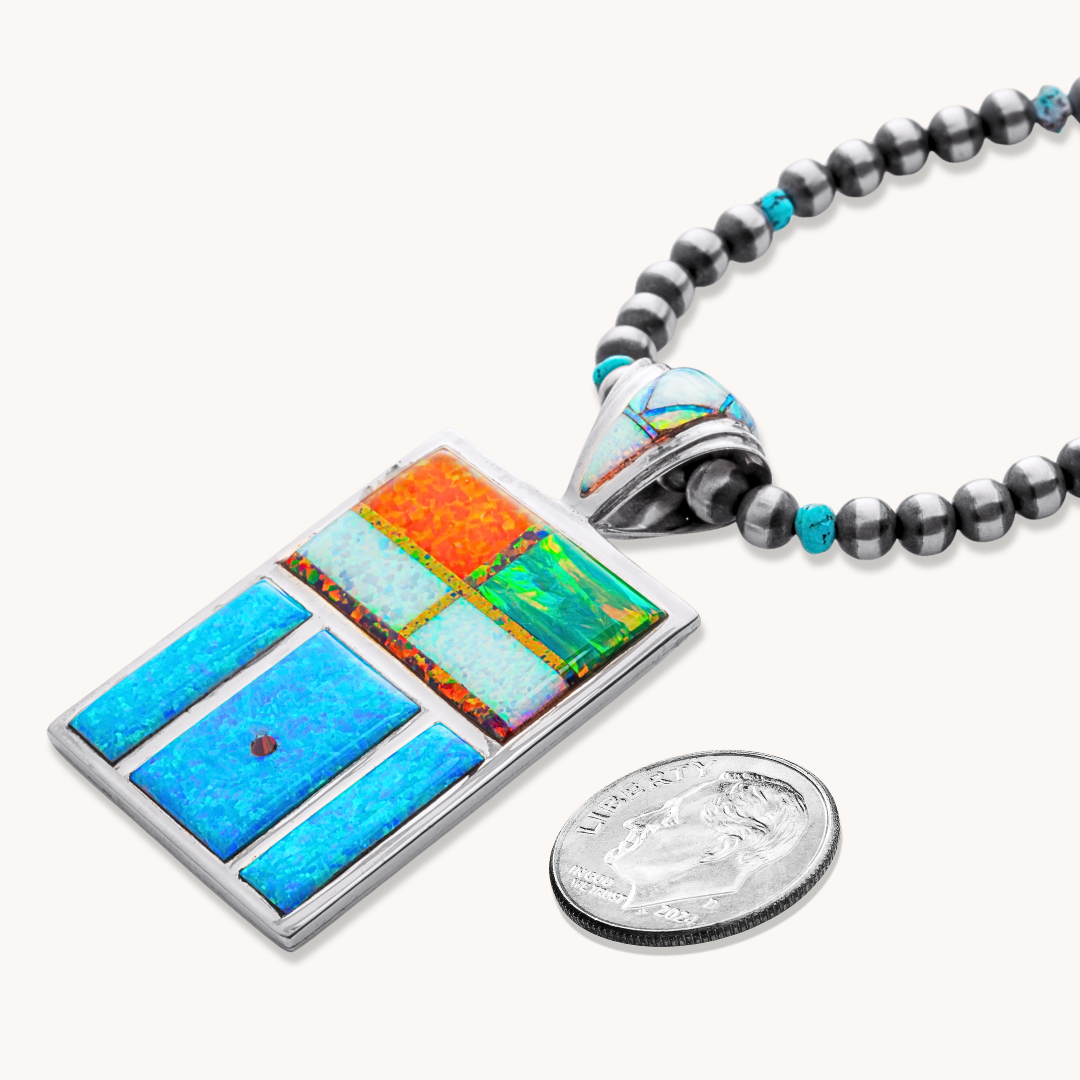 Zuni-Style Opal Inlay Pendant