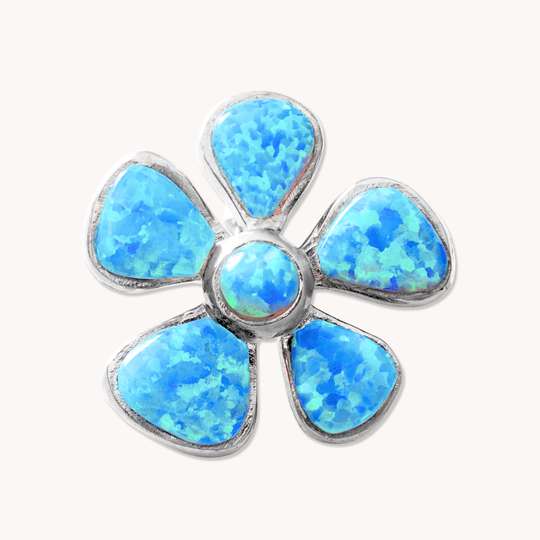 Blue Opal Flower Pendant
