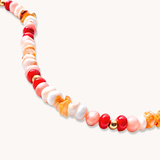 Turquoise, Coral, and Spiny Oyster Beads Necklace