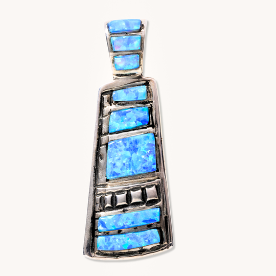Cast Pendant with Blue Opal Inlay