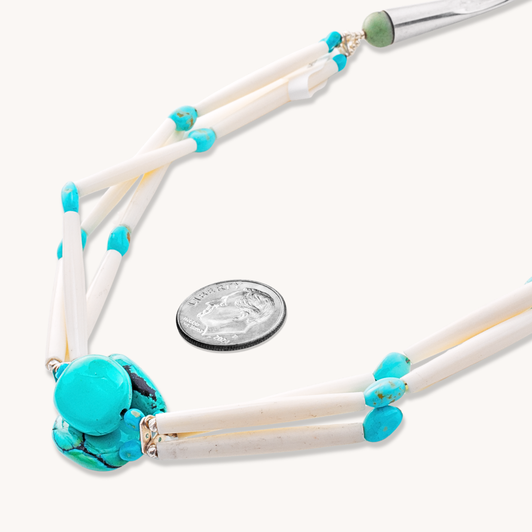 3=Strand Turquoise & Bone Beads Necklace