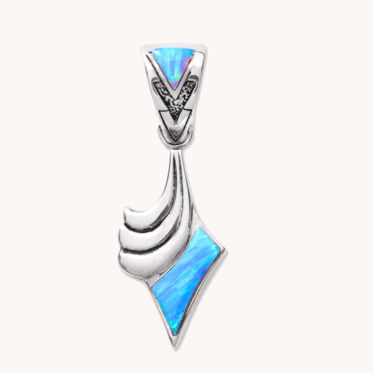Blue Opal Inlay Drop Pendant