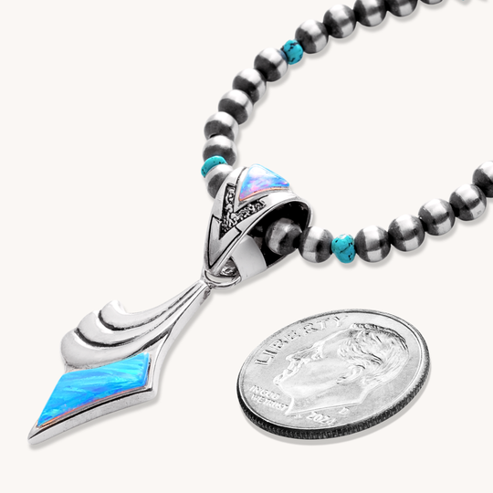 Blue Opal Inlay Drop Pendant