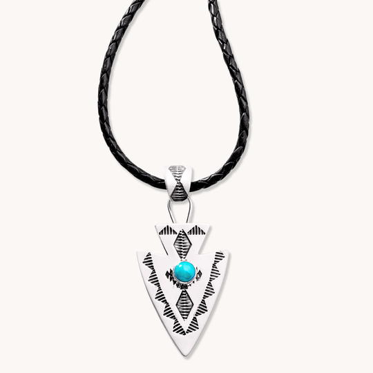 Sterling Silver Arrowhead Pendant with Turquoise