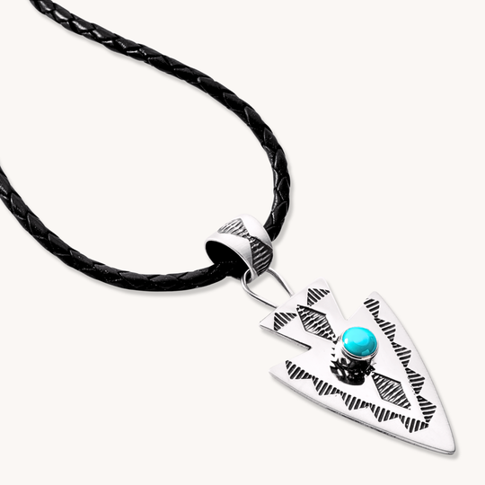 Sterling Silver Arrowhead Pendant with Turquoise