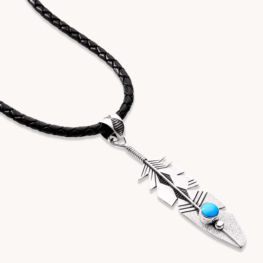 Sterling Silver Feather Pendant with Turquoise