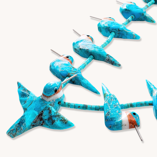 Turquoise Inlay Hummingbird Fetish Necklace