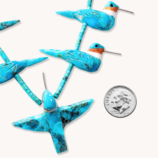Turquoise Inlay Hummingbird Fetish Necklace