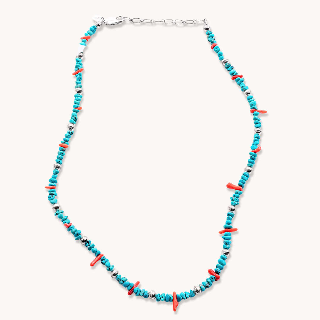 Turquoise & Coral Beads Necklace