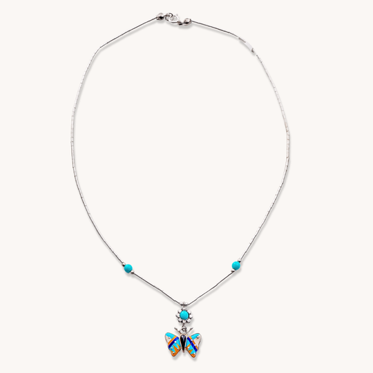 Liquid Silver Necklaces with Inlay Pendants