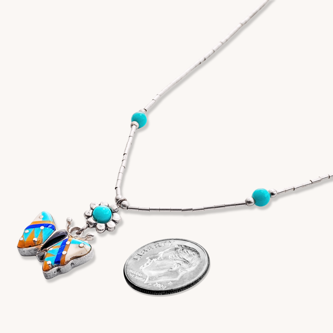 Liquid Silver Necklaces with Inlay Pendants