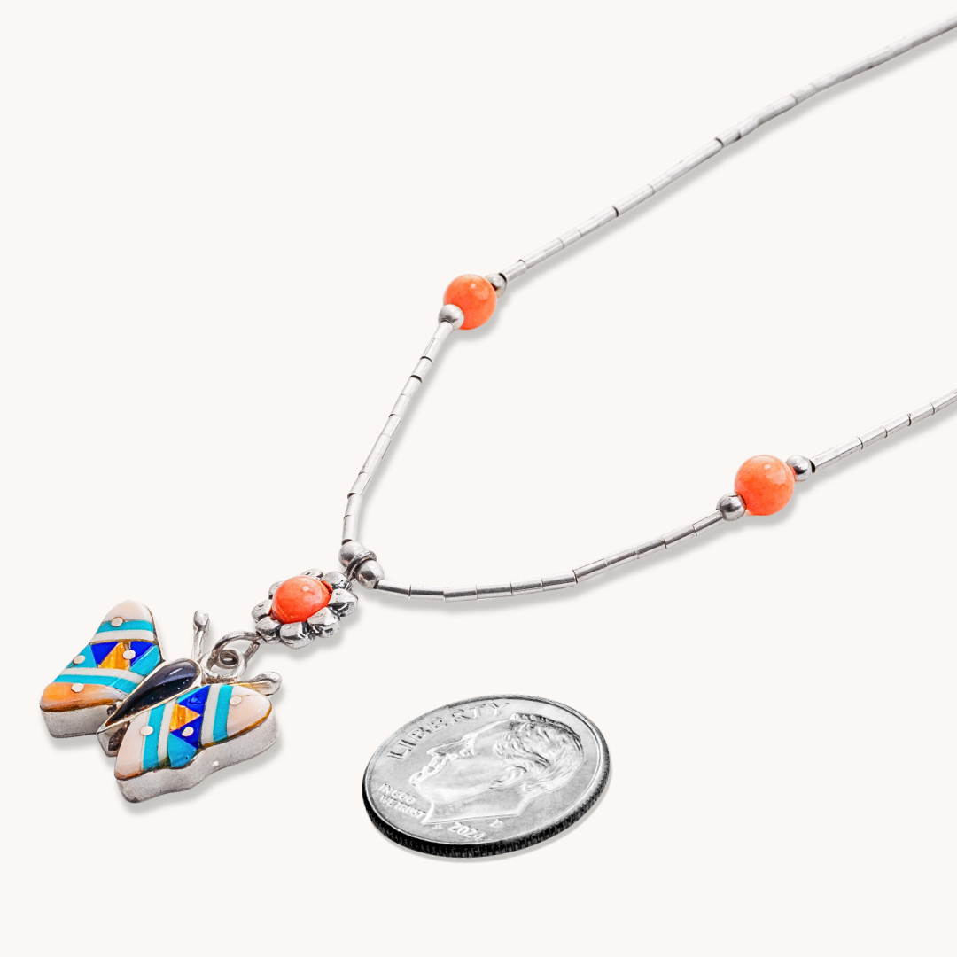 Liquid Silver Necklaces with Inlay Pendants
