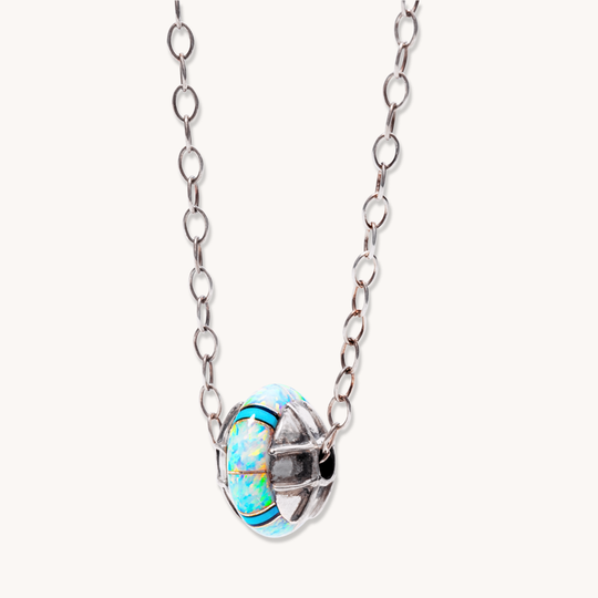 Bead Pendant with Turquoise & Opal Inlay