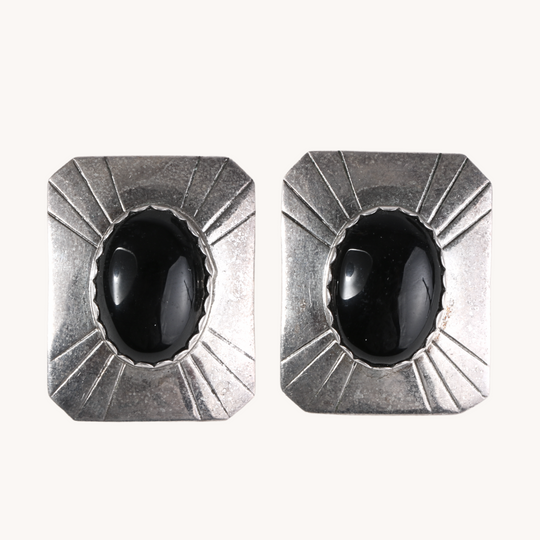 Vintage Onyx Stud Earrings