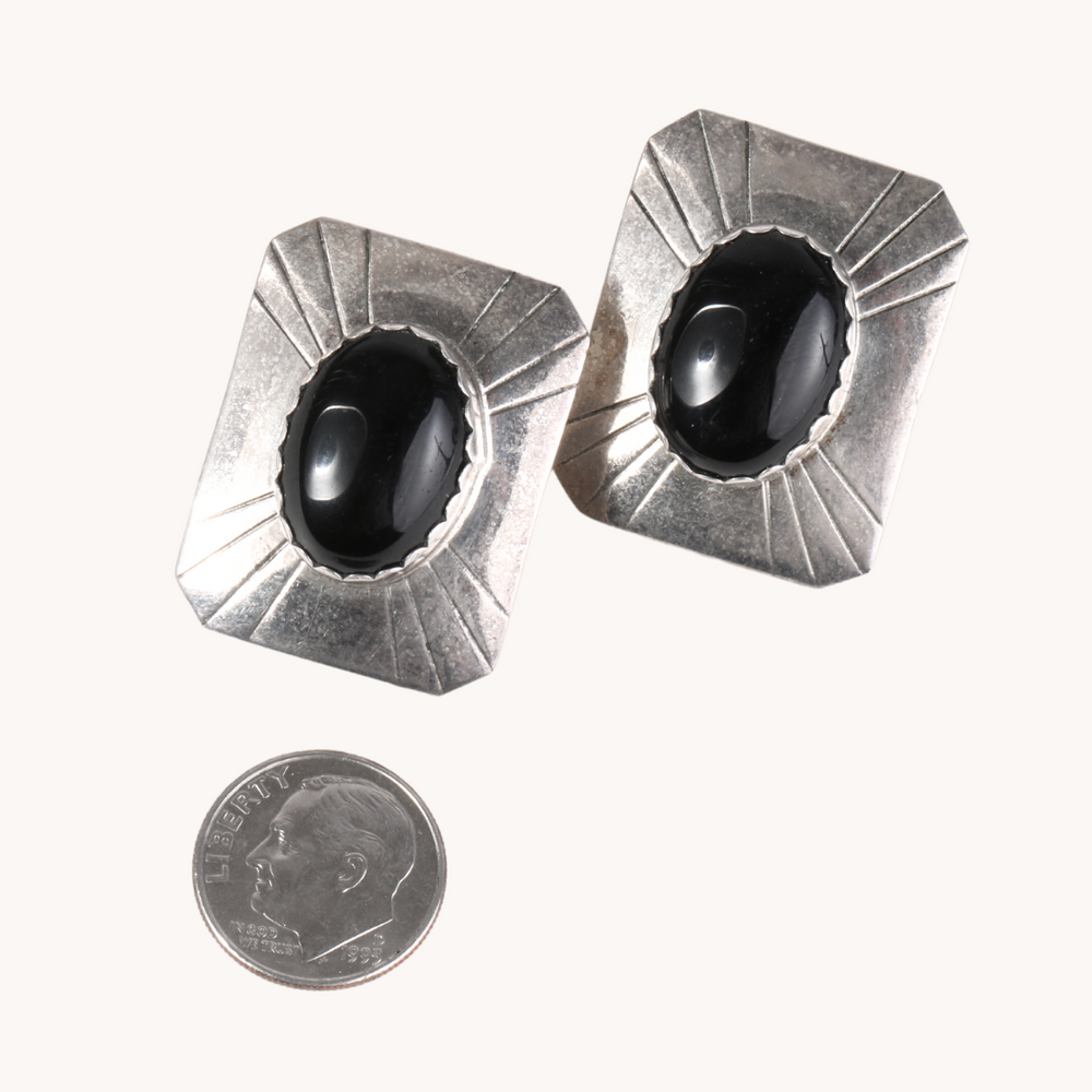 Vintage Onyx Stud Earrings
