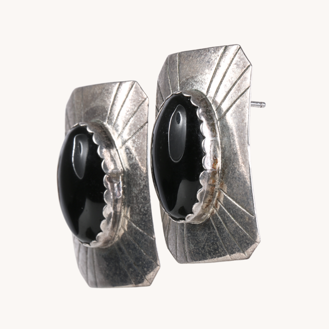 Vintage Onyx Stud Earrings