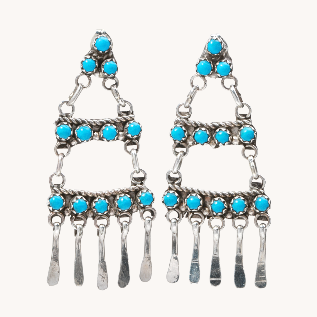 Petit Point Turquoise Chandelier Earrings