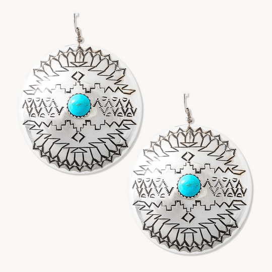 Statement Concho Earrings with Turquoise