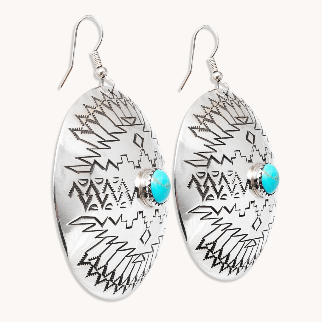 Statement Concho Earrings with Turquoise