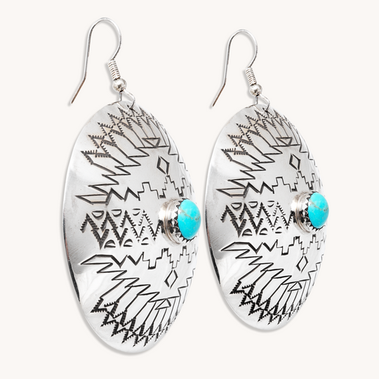Statement Concho Earrings with Turquoise