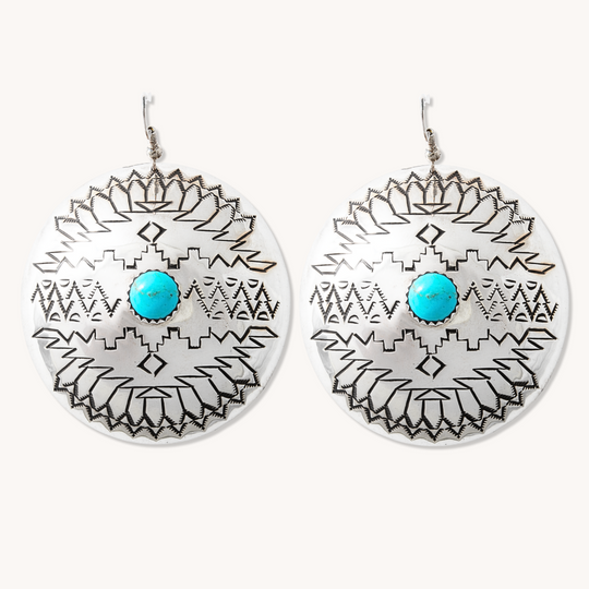 Statement Concho Earrings with Turquoise