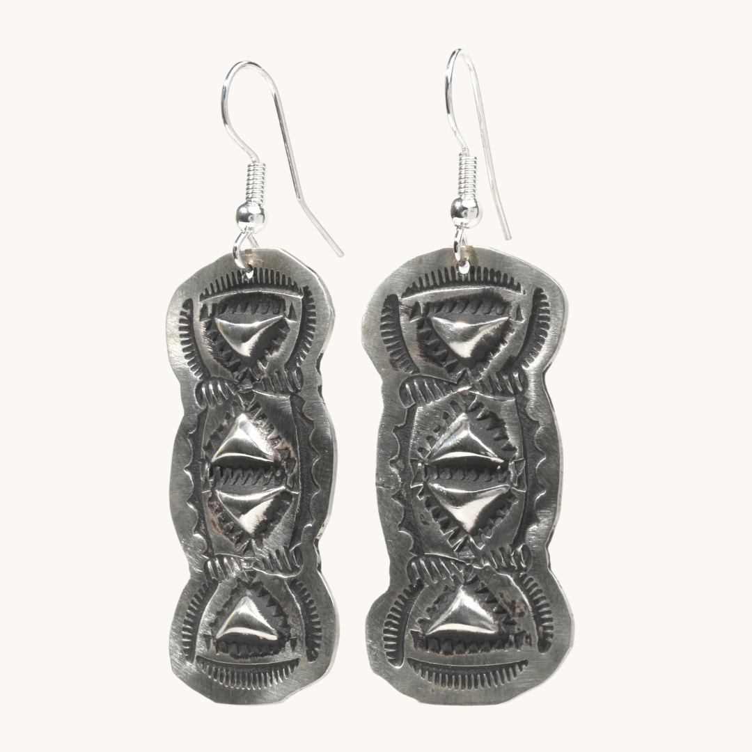 Silver Repousse Stamped Earrings