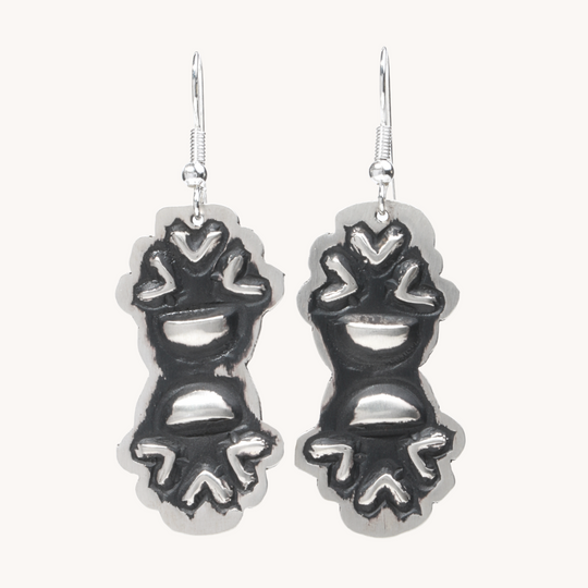 Navajo Silver Repousse Stamped Earrings