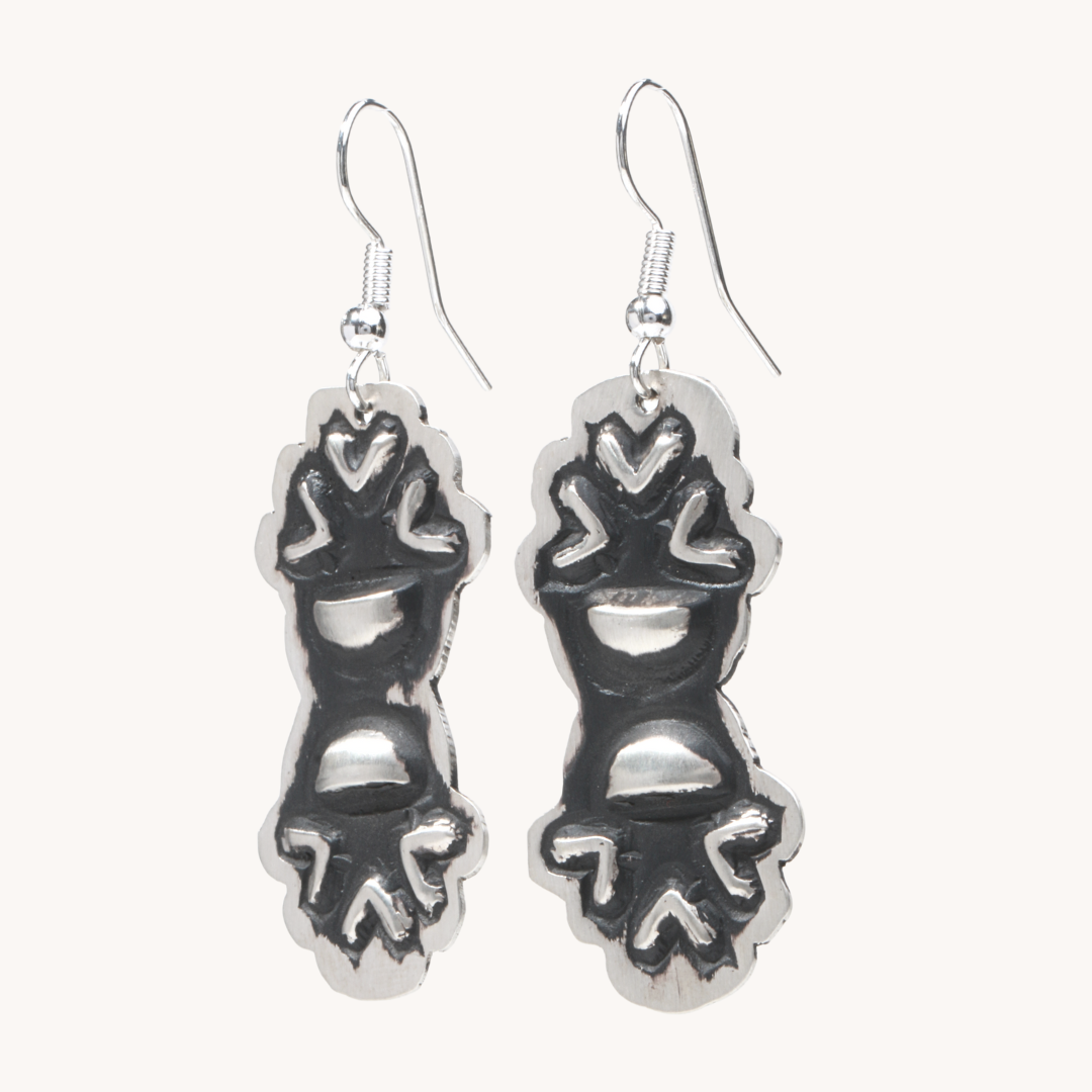 Navajo Silver Repousse Stamped Earrings