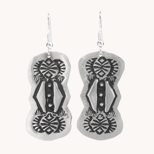 Navajo Silver Repousse Stamped Earrings