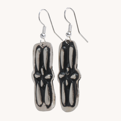 Navajo Silver Repousse Stamped Earrings